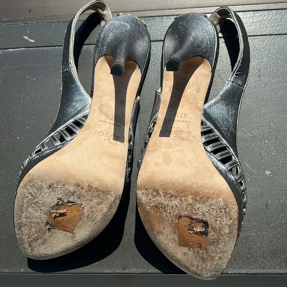 Christian Dior Silver Peep Toe Heels - Picture 7 of 7